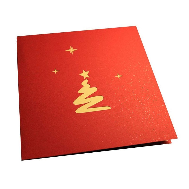 ENJOYPRO 3D Pop Up Christmas Tree Greeting Cards, Laser Cut card with Envelope for Xmas and Happy New Year (3D Christmas Tree, Pack of 1) - Image 4